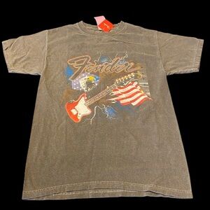 🆕 Fender Genuine Distressed USA Patriotic Eagle Tee T-Shirt Unisex